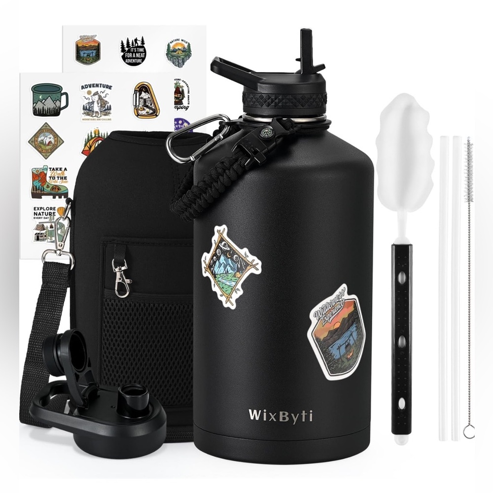 One Gallon Water Bottle Triple Wall Vacuum Cold 48 Hrs & Leak-proof & Non-BPA